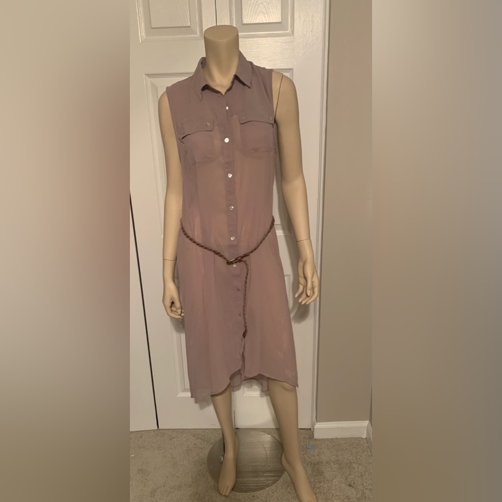 Belted sheer dress
